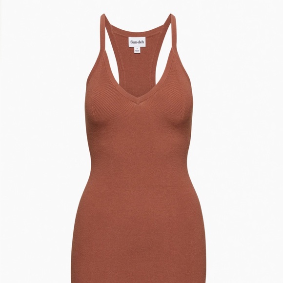 Aritzia Sun•deh Brown Sweater Bodycon Dress - Picture 1 of 6